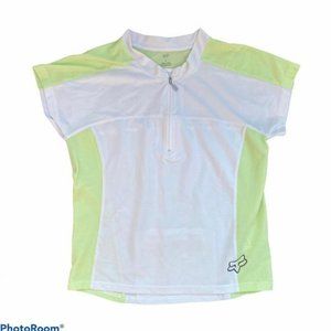 Fox Racing Motocross Biking 1/4 Zip Jersey Green White Women's Size S Small